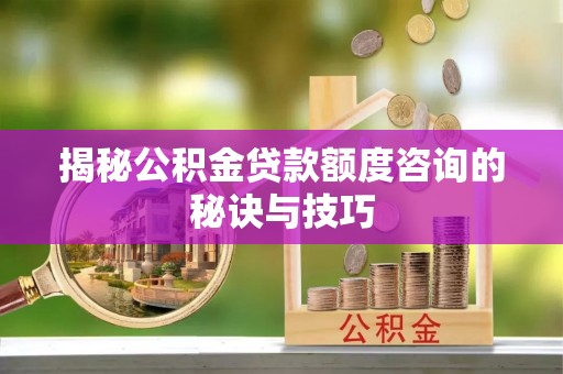 锡林郭勒揭秘公积金贷款额度咨询的秘诀与技巧